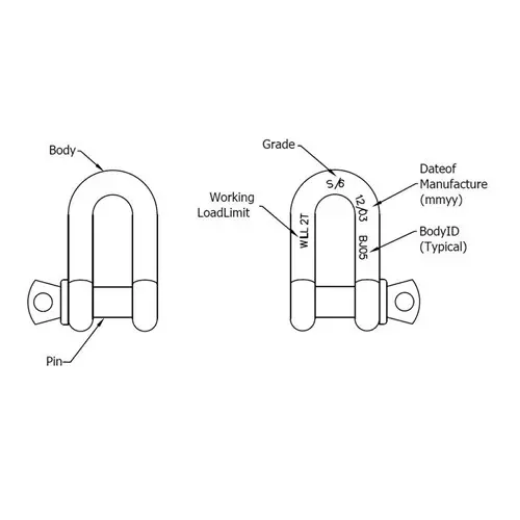 Picture of Beaver, Hot Dipped Galvanised Screw Pin Dee Shackles - Hot Dipped Galvanised Size 25mm x 29mm